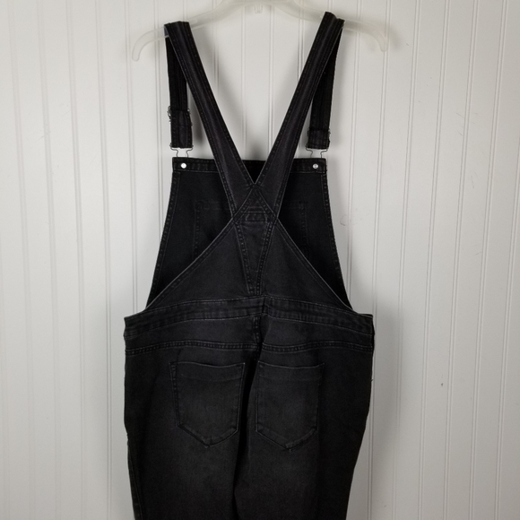 Massimo Womens Black Denim Overalls Size Medium Distressed Skinny Leg Stretch - Picture 9 of 13